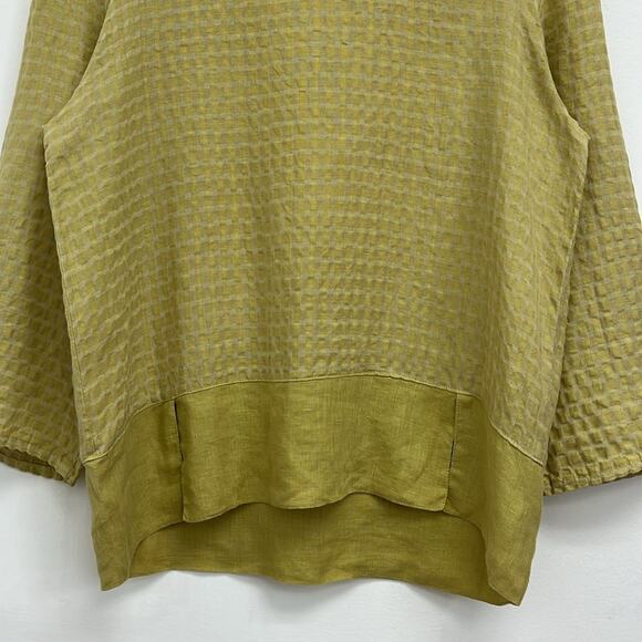 Linnea Linen-Blend Artsy Lagenlook Boxy Roll Tab Lightweight Wide Neck Top Small - Picture 8 of 14